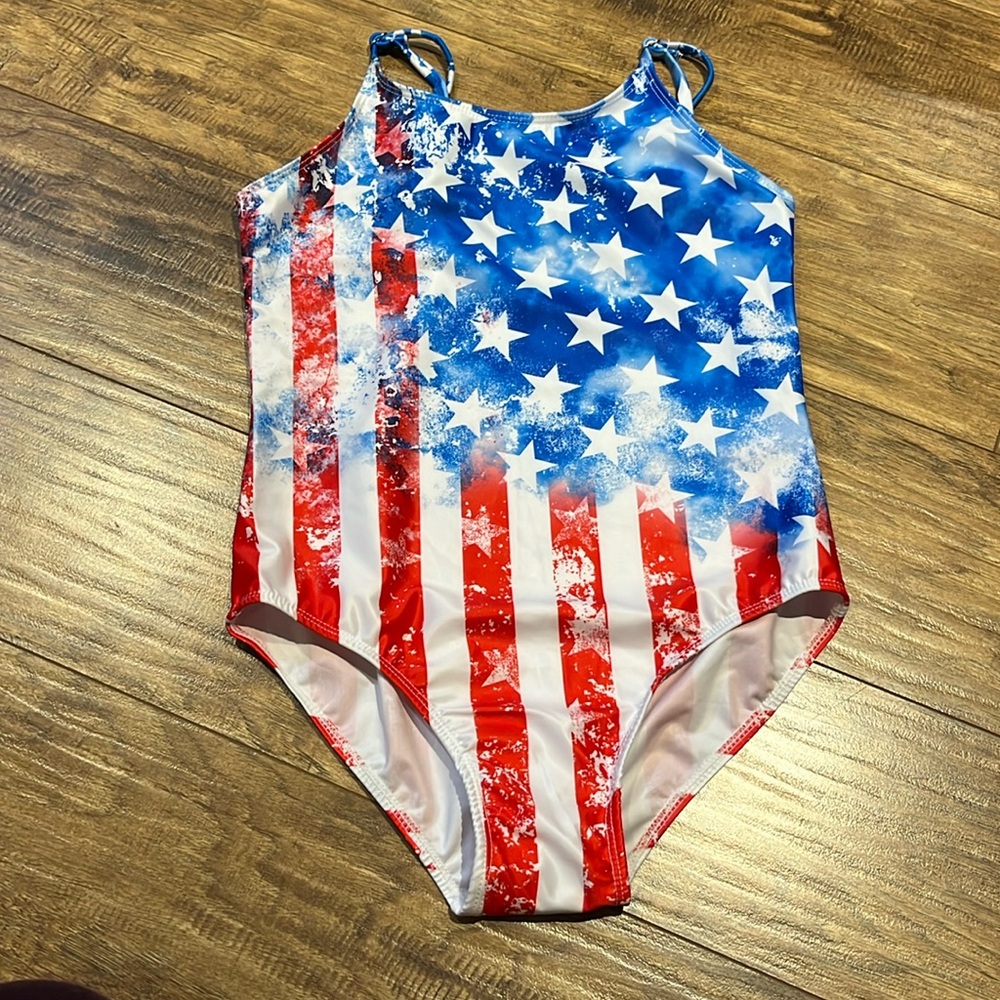 USA pattern girls one piece bathing suit new without tags